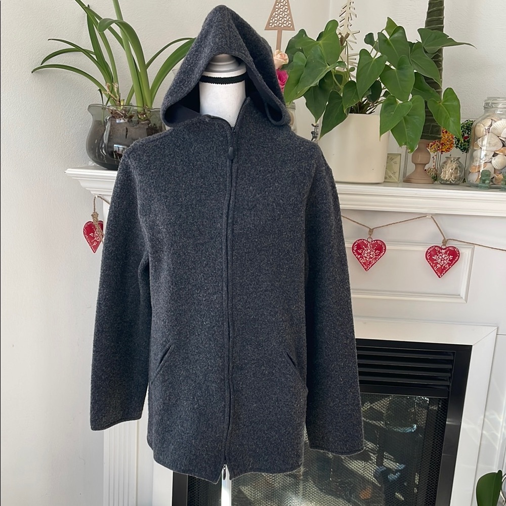 Eileen Fisher Cozy Gray Hooded Jacket